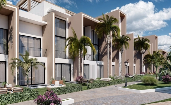 Modern low-rise residential buildings with private gardens in Lagoon Verde
