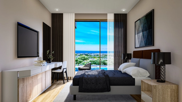 1_4 – foto.jpg4 Modern townhouse Project in Lapta Kyrenia featuring stylish interior design, open-plan kitchen, spacious living area, and scenic mountain and pool views in North Cyprus.