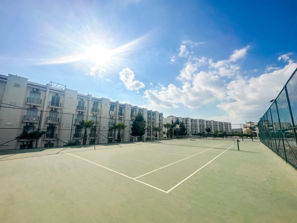 1 bedroom furnished apartment for sale in Boaz Iskele North Cyprus near Long Beach with pool complex.