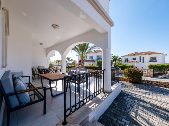 Fully furnished 3 bedroom garden villa apartment in Esentepe North Cyprus with resort facilities and swimming pools