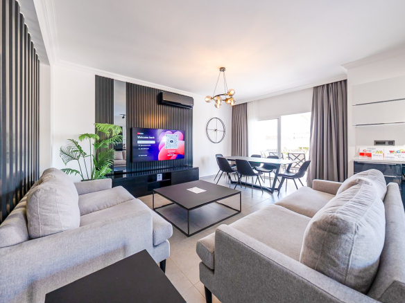 Fully furnished 3 bedroom garden villa apartment in Esentepe North Cyprus with resort facilities and swimming pools