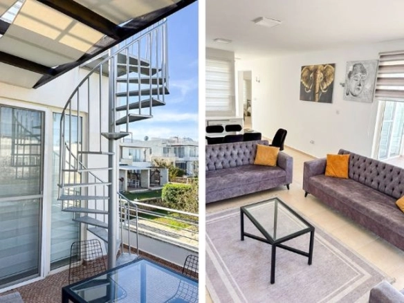 Fully furnished 2-bedroom townhouse apartment with rooftop terrace in Turtle Bay Esentepe North Cyprus