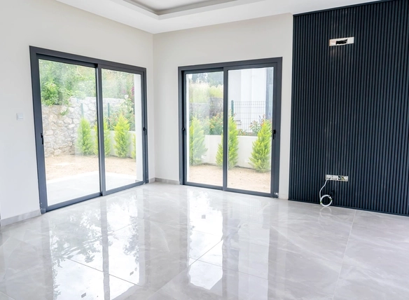 Three-bedroom semi-detached duplex villa with communal pool in Alsancak Yeşiltepe, Kyrenia, North Cyprus.